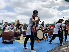 【和太鼓部】夏祭りに参加！　本校和太鼓部「鼓風」